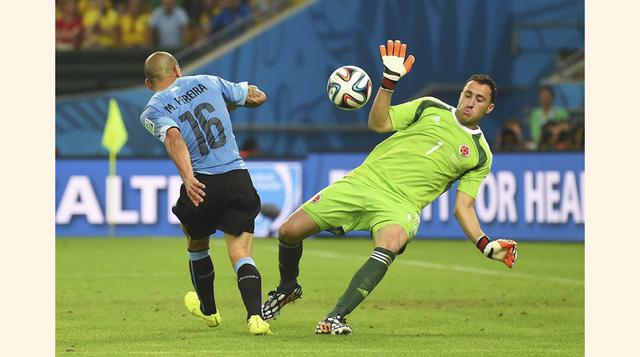 6. David Ospina, Colombia. Según cifras oficiales de la FIFA, Ospina cuenta con una media de 90% de balones atajados, teniendo el mayor porcentaje de la Copa. (Foto: Getty Images)