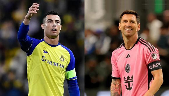 Cristiano Ronaldo felicitó a sus compañeros del Al-Nassr por este gran triunfo sobre el Inter Miami de Messi. ¿habrá revancha? (Foto: AFP/Composición)