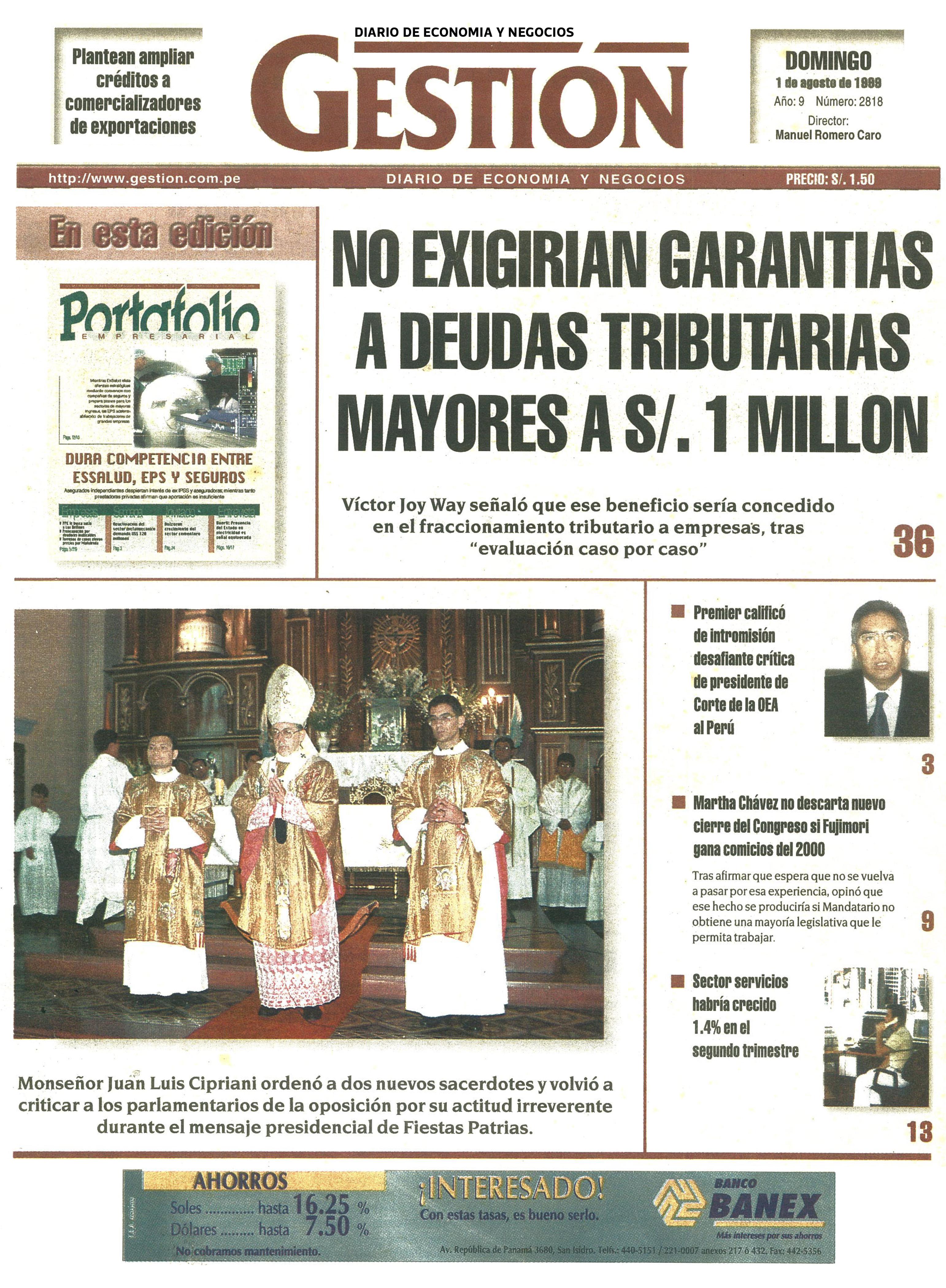 Portada 1 agosto de 1999