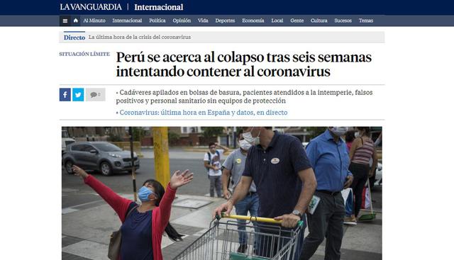 Medios internacionales informan sobre cómo se desarrolla la pandemia del coronavirus en el Perú. (La Vanguardia - España).
