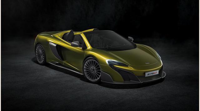 McLaren 675LT Spider. Es un modelo de edición limitada con solo 500 unidades. La firma británica asegura que el Spider puede acelerar de 0 a 100 km/h en tan solo 2.0 segundos y de 0 a 200 km/h en 8.1 segundos, con un máximo de velocidad de 326 km/h. (Foto