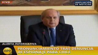 Pedro Cateriano advierte que comprobación de espionaje de Chile afectaría relaciones bilaterales