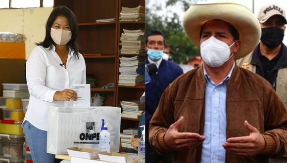 Los candidatos a la presidencia de la República, Keiko Fujimori y Pedro Castillo. (GEC)