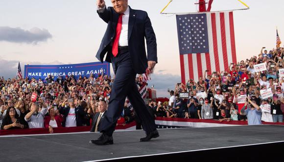 El presidente Donald Trump en un acto de campaña en Sanford, Florida, el 12 de octubre. (Foto: SAUL LOEB / AFP).
