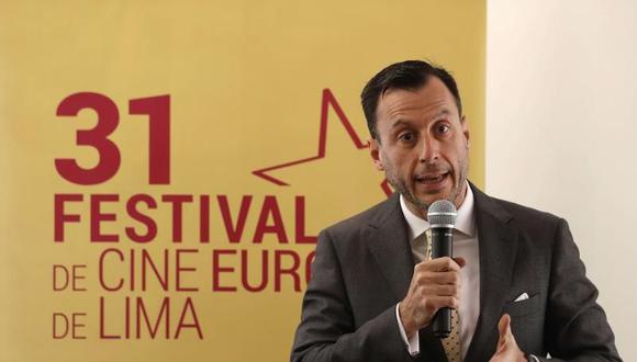 Diego Mellado, embajador de la Unión Europea en Perú, presenta la 31º edición del Festival de Cine Europeo, hoy en Lima. El festival exhibirá del 5 al 21 de noviembre 127 películas de 19 países en 7 ciudades de Perú. (Foto: EFE)