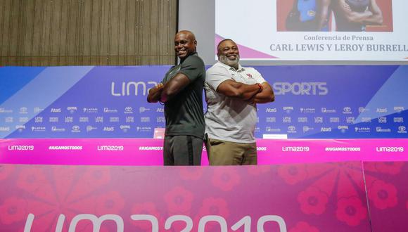 Carl Lewis y Leroy Burrel visitaron el nuevo estadio de atletismo de los Juegos Panamericanos Lima 2019 (Foto: https://www.lima2019.pe).