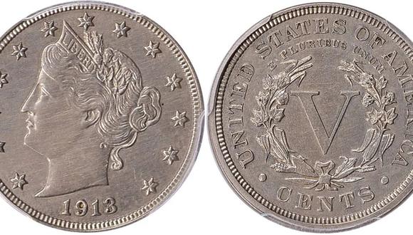 La moneda Walton Liberty Head Nickel de 1913 fue comprada por más de 4.2 millones de dólares (Foto: GreatCollections)