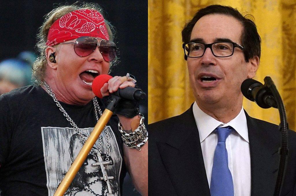 Axl Rose y Steven Mnuchin.