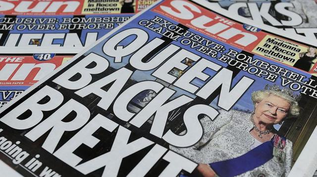 The Sunday Times. En contra de la UE. En cambio, la edición dominical de The Times, así como The Sun (en la foto), todos ellos propiedad del magnate australiano Rupert Murdoch, apoyaron la salida de la UE.