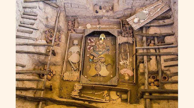 Tumba del señor de Sipán en el complejo arqueológico Huaca rajada en Lambayeque, Chiclayo. (foto:PromPerú).