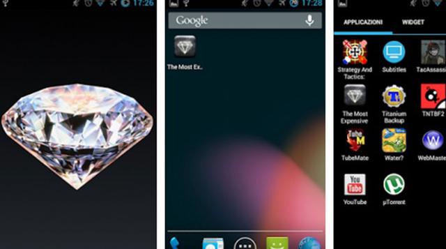 3. Most Expensive App (la aplicación más cara). Si bien no es la más costosa, ya que vale US$ 369,61 – está claro que el objetivo de este desarrollo es destacarse por su valor. Al descargarla, sólo aparecerá un gran diamante en la pantalla.  Fue publicada