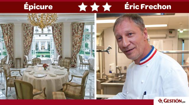 Épicure. El chef Éric Frechon ofrece un menú (disponible solo en la hora de almuerzo) al precio de 145 euros. Incluye, naturalmente, entrada, plato principal, una cata de quesos, y postre.