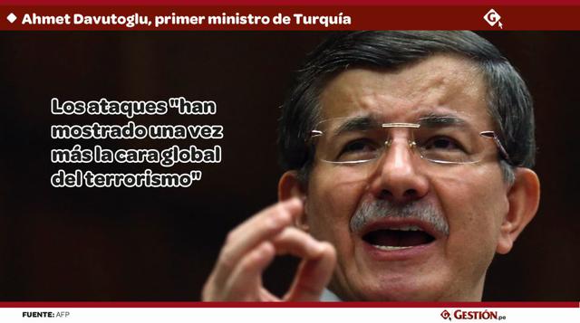 Los ataques "han mostrado una vez más la cara global del terrorismo" — Ahmet Davutoglu, primer ministro de Turquía. (Foto: AFP)