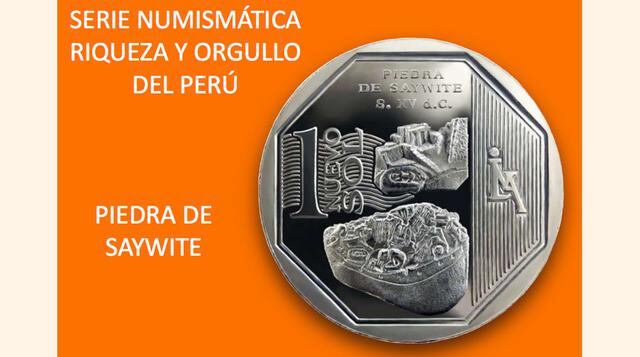 La moneda de un Nuevo Sol alusiva a la "Piedra de Saywite" es la octava de la Serie Numismática. En el reverso, en la parte inferior central, se observa a la Piedra de Saywite y sobre ella un acercamiento de un detalle de la piedra ubicada en Ap