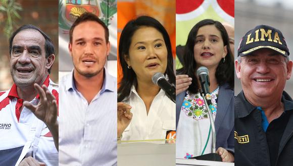 Yonhy Lescano, George Forsyth, Keiko Fujimori, Verónika Mendoza y Daniel Urresti debatirán este domingo 21 de marzo. (Foto: Andina)