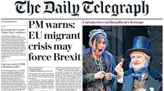 The Daily Telegraph. A favor del Brexit. El diario conservador se posicionó el martes. "Un mundo de oportunidades aguarda a un Reino Unido plenamente independiente. Si el referéndum de este jueves es una elección entre miedo y esperanza, elegimos la 