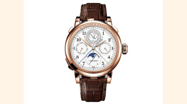 A. Lange and Söhne’s Grand Complication. Su precio se estima por encima de los US$ 2 millones. Este reloj A. Lange and Söhne con 876 partes individuales, toma un año completo en construirse. Desde que hizo su debut en el 2013, sólo se ha lanzado uno de es