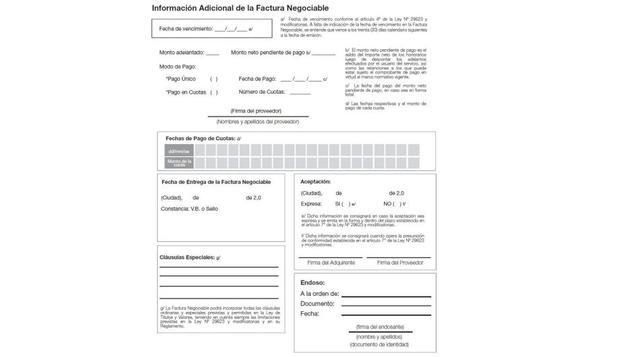 Tenga en cuenta que la factura negociable será la tercera copia de la factura común, y deberá formar parte de los talonarios que utilicen las mipymes.