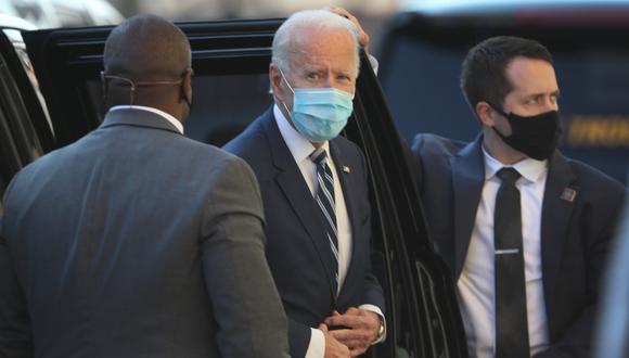 El presidente electo de los Estados Unidos, Joe Biden, llega al Queen Theatre en Wilmington, Delaware, el 10 de noviembre de 2020. (Joe Raedle/Getty Images/AFP).