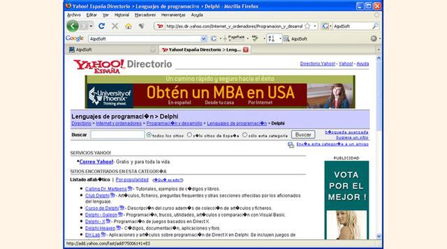 Yahoo Directorio. Este servicio era muy popular en la década de 1990. Yahoo juntó en una misma página una lista de sitios organizados por categorías. Con la llegada de Google entró en desuso. A finales del 20014 fue cerrado el portal.