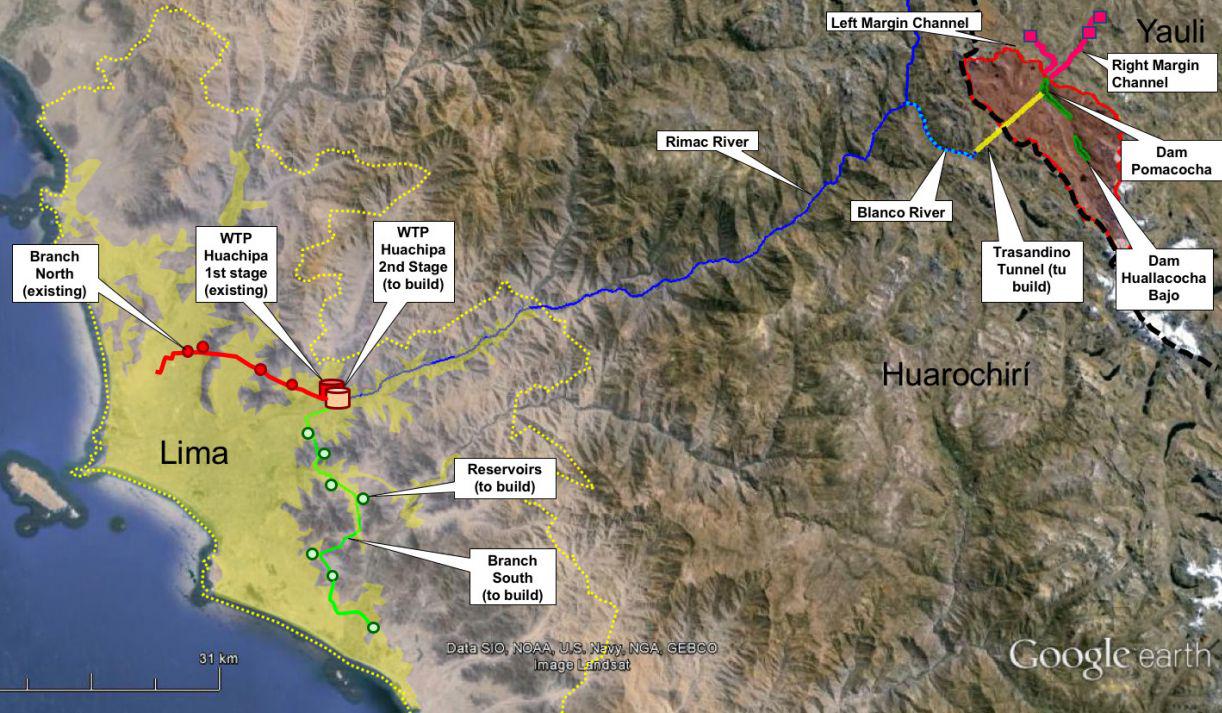 Obras de Cabecera y Conducción para el Abastecimiento de Agua Potable para Lima (Fuente: ProInversión)