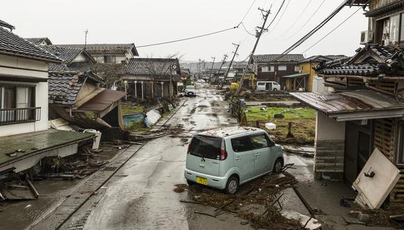 Esta vista general muestra un barrio devastado en la ciudad de Suzu, prefectura de Ishikawa, el 3 de enero de 2024, después de que un gran terremoto de magnitud 7,6 sacudiera Japón. (Foto de Fred MERY / AFP).