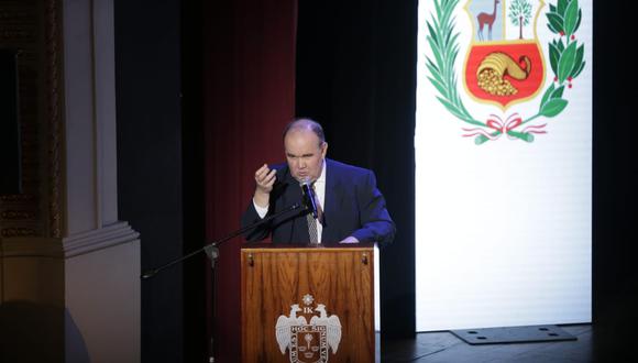 El alcalde Rafael Lopez Aliaga, presento la rendición de cuentas de su primer año al mando de la municipalidad del lima 2023. Foto : César Bueno /GEC.