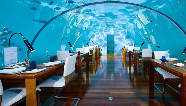 FOTO 3 | La cúpula curva de acrílico del restaurante “Ithaa” crea un panorama de 180 grados que hará que admire la vida desde bajo de la superficie.

 (Foto: Conrad Maldives Rangali)