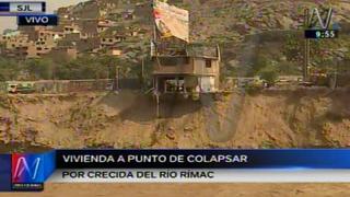 Río Rímac a punto de destruir vivienda en San Juan de Lurigancho