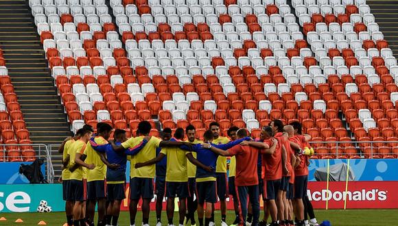Colombia entrena por última vez antes de debutar en el Mundial. (Foto: AFP)