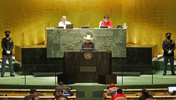 Pedro Castillo durante su discurso ante la 76 Asamblea General de las Naciones Unidas. (Foto: Presidencia)