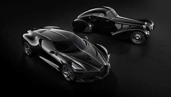 Recreación de las dos "voiture noire" la moderna a la izquierda y el clásico a la derecha. (Foto: Bugatti)