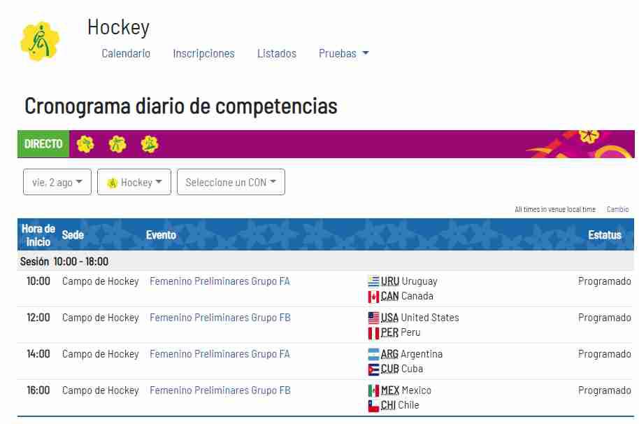 Sigue el programa de los Juegos Panamericanos. (Captura: Lima 2019)