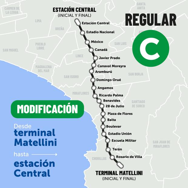 Servicio ruta C del Metropolitano.