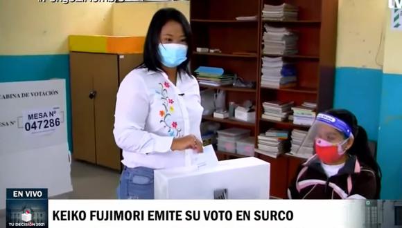 “Quiero terminar estas palabras felicitando a los adultos mayores, a los abuelitos y abuelitas que sin tener la obligación de acudir a un centro de votación lo están haciendo", señaló Fujimori Higuchi. (Captura TV Perú)