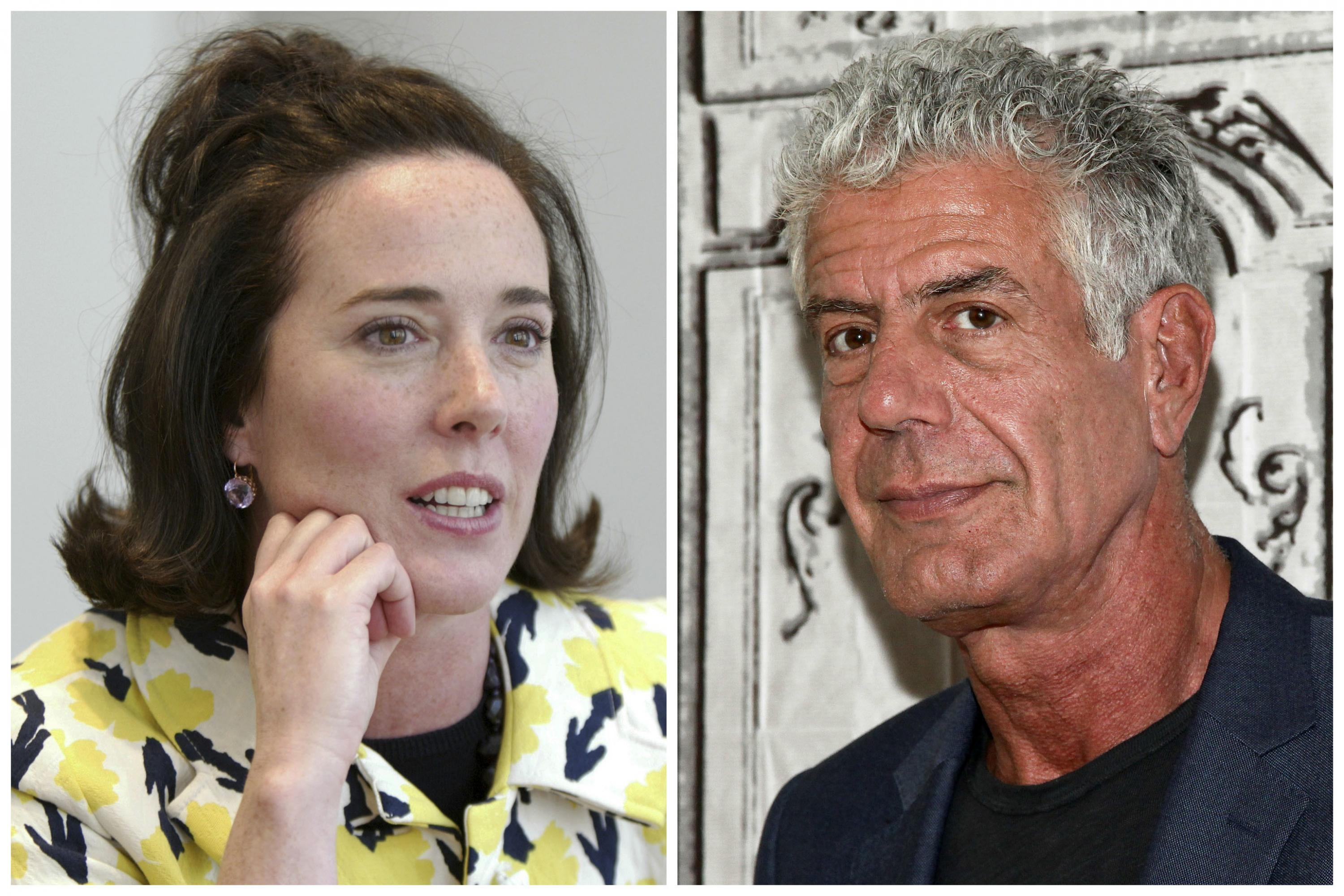 Diseñadora de modas Kate Spade y  el chef, escritor y estrella de la televisión Anthony Bourdain. (Fotos: AP)