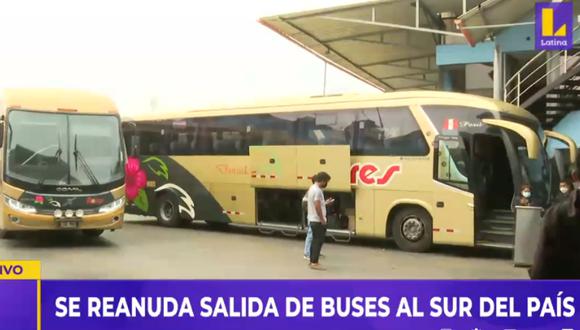 Buses interprovinciales reiniciaron sus servicios hacia el sur del país. Foto: Latina