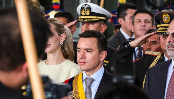 Daniel Noboa, Ecuador's president-elect, during an inauguration ceremony at the National Assembly in Quito, Ecuador, on Thursday, Nov. 23, 2023. Noboa, Ecuador's new 35-year-old president, and one of the worlds youngest cabinets will face the colossal task of rescuing a nation at risk of becoming a failed state.