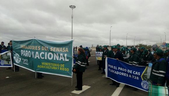 Trabajadores del Senasa en huelga. (Foto referencial: GEC)