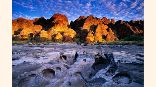 Cordillera Bungle Bungle, Parque Nacional de Purnululu (Australia). Las colmenas gigantes caprichos de la naturaleza hechos de arenisca de hasta 250 metros de alto. (Foto: Corbis)