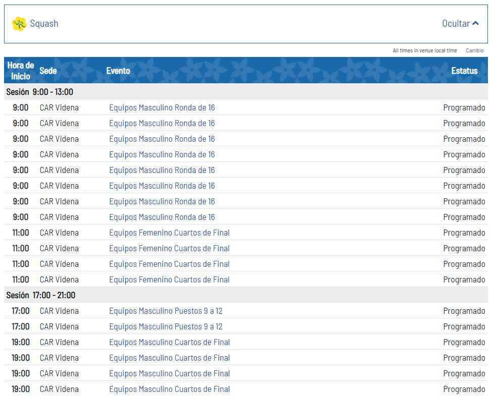 Lima 2019: todo el cronograma de squash. (Foto: Captura)