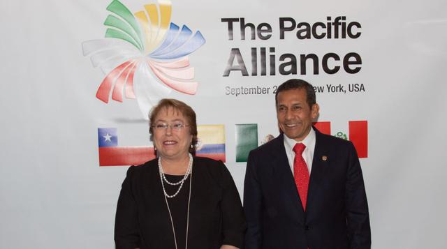 El presidente Ollanta Humala tuvo la oportunidad de encontrarse con su similar de Chile, Michelle Bachelet. (Foto: El Dorado Investments).