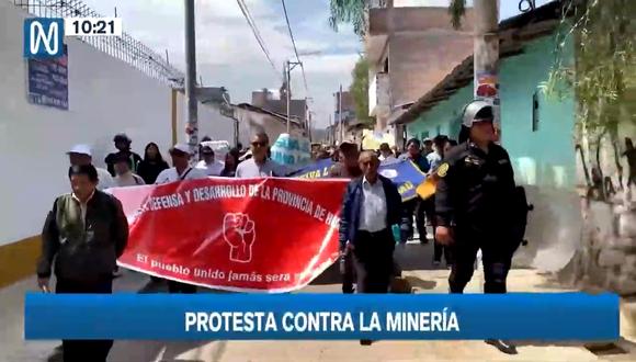 Protesta en Huanta. (Foto: Captura de Canal N)