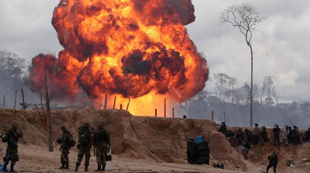 Efectivos del orden destruyeron todas las instalaciones que habían construido los mineros ilegales.