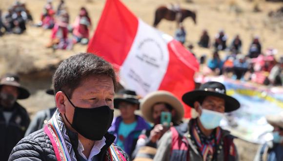 El presidente del Consejo de Ministros, Guido Bellido, se reunió con las comunidades campesinas que residen cerca del corredor vial sur de la provincia de Chumbivilcas, en el Cusco. (Foto: PCM)