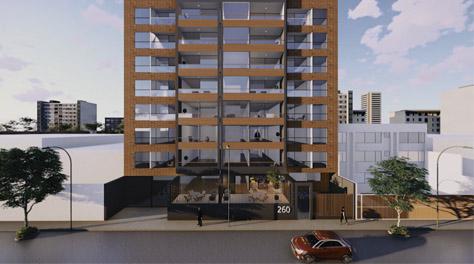 Fachada del proyecto Mendiburu 260, el cual contará con 49 departamentos distribuidos en 7 pisos.