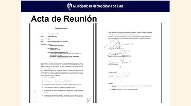 El alcalde mostró los documentos de la citada acta de reunión en la que se acordó participación de OAS.