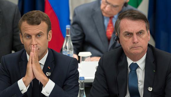 Jair Bolsonaro y Emmanuel Macron. (Foto: AFP)