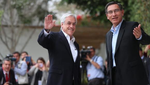 Sebastián Piñera se reunió con el presidente Martín Vizcarra en Paracas. (Foto: Twitter - Cancillería Perú)