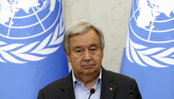 El secretario general de la ONU, Antonio Guterres, en conferencia de prensa. (Foto: DIMITAR DILKOFF / AFP)